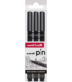 SET DE RAPIDOGRAFOS CALIBRADOS UNI PIN NEGRO 3 UDS