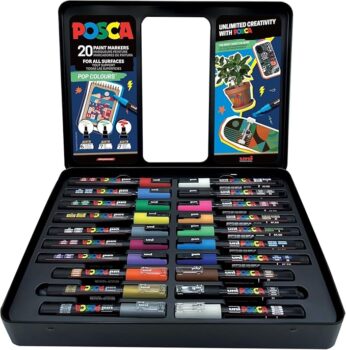 MALETA METALICA DE MARCADORES SURTIDOS POSCA COLORES POP 20 UDS