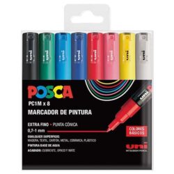 SET DE MARCADORES POSCA PC-1M COLORES BASICOS 8 UDS
