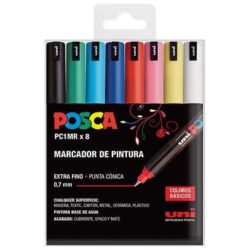 SET DE MARCADORES POSCA PC-1MR COLORES BASICOS 8 UDS