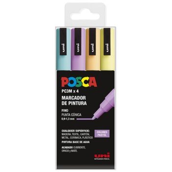 SET DE MARCADORES POSCA PC-3M COLORES PASTEL 4 UDS