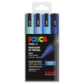 SET DE MARCADORES POSCA PC-5M COLORES AZULES 4 UDS
