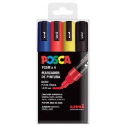 SET DE MARCADORES POSCA PC-5M COLORES BASICOS 4 UDS