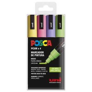 SET DE MARCADORES POSCA PC-5M COLORES BRILLANTES 4 UDS