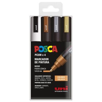 SET DE MARCADORES POSCA PC-5M COLORES GALAXIA 4 UDS