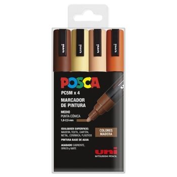 SET DE MARCADORES POSCA PC-5M COLORES MADERA 4 UDS