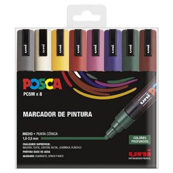 SET DE MARCADORES POSCA PC-5M COLORES OSCUROS 8 UDS