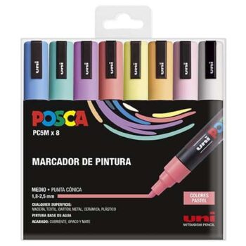SET DE MARCADORES POSCA PC-5M COLORES PASTEL 8 UDS