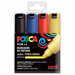 SET DE MARCADORES POSCA PC-7M COLORES BASICOS 4 UDS