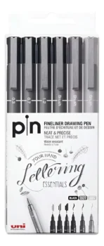 SET DE RAPIDOGRAFOS CALIBRADOS UNI PIN LETTERING 6 UDS