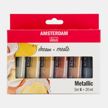 ACRILICO AMSTERDAM SET 6×20 ML COLORES METÁLICOS