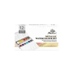 SET DE ACUARELA EN PASTILLA COLORES METÁLICOS 12und