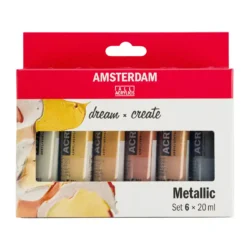 ACRILICO AMSTERDAM SET 6×20 ML COLORES METÁLICOS